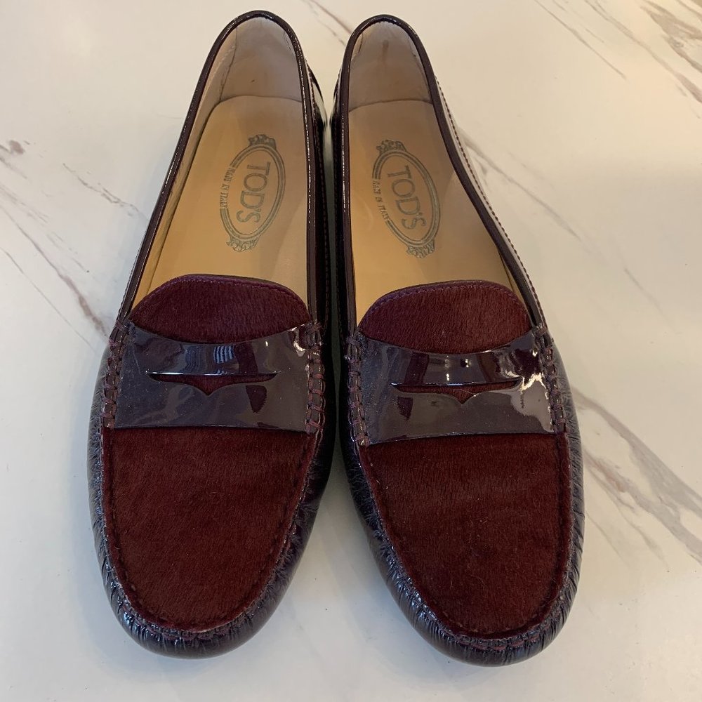 Tod's Gommino Nubuck Patent Leather Driving Loafer